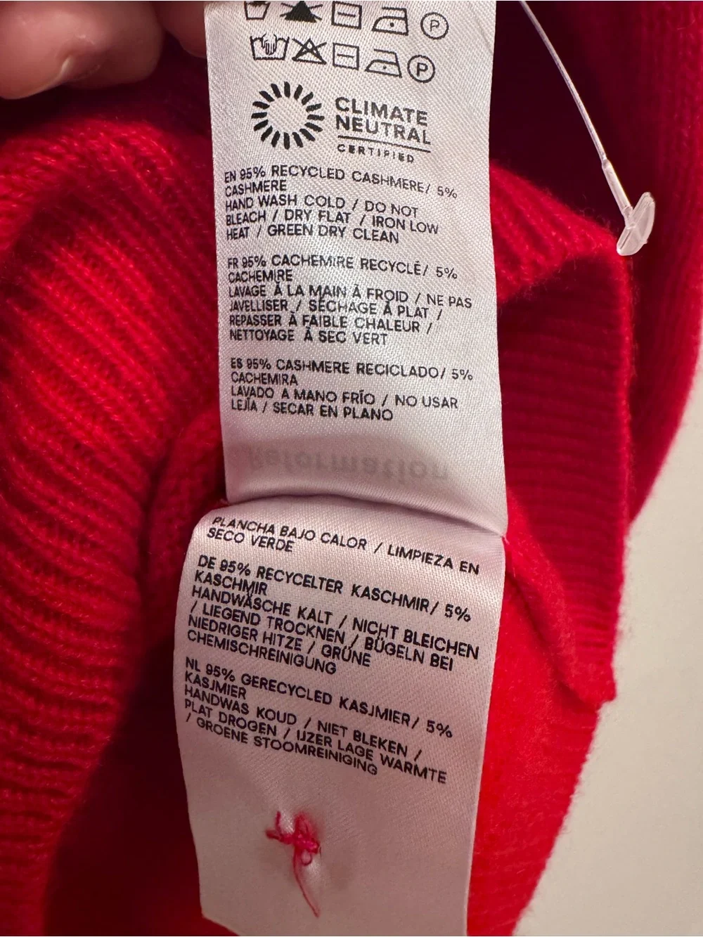 Reformation Clara Cashmere Crew Cardigan in a vibrant red color